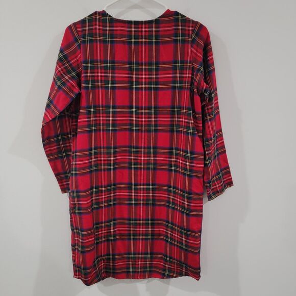 Lands' End Red Plaid Kids Pajama Nightgown - Picture 2 of 6